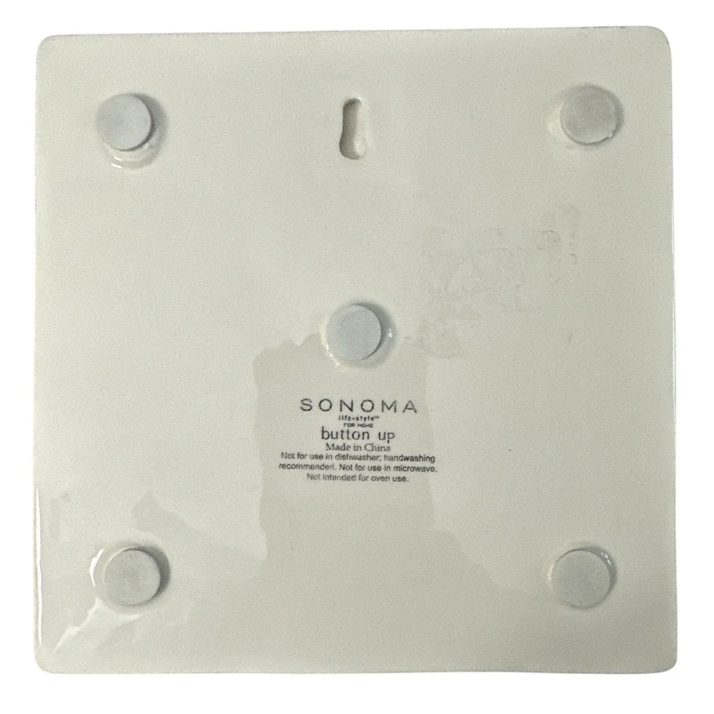 Sonoma “Button Up” Ceramic Square Trivet/Wall Hanging Snowman Family Holiday‎